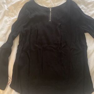 XHILARATION Scoop Neck Long Sleeve Black Shirt-Brand New-Medium